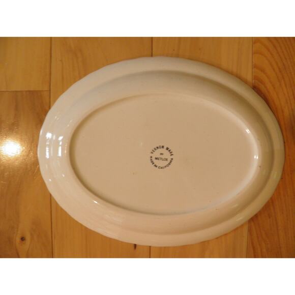 Floral Trim True Blue Vernon Ware by Metlox, Oval Serving Platter 12 1/4” - Picture 12 of 12